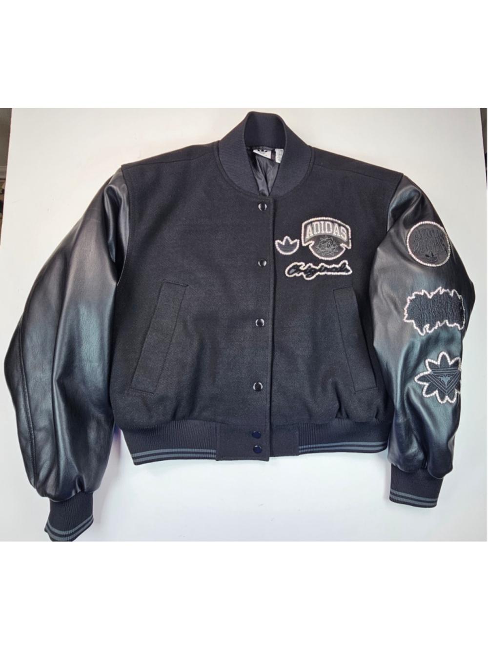 Adidas Originals IX6968 Varsity Jacket Women S Custom Rhinestone Rose Black